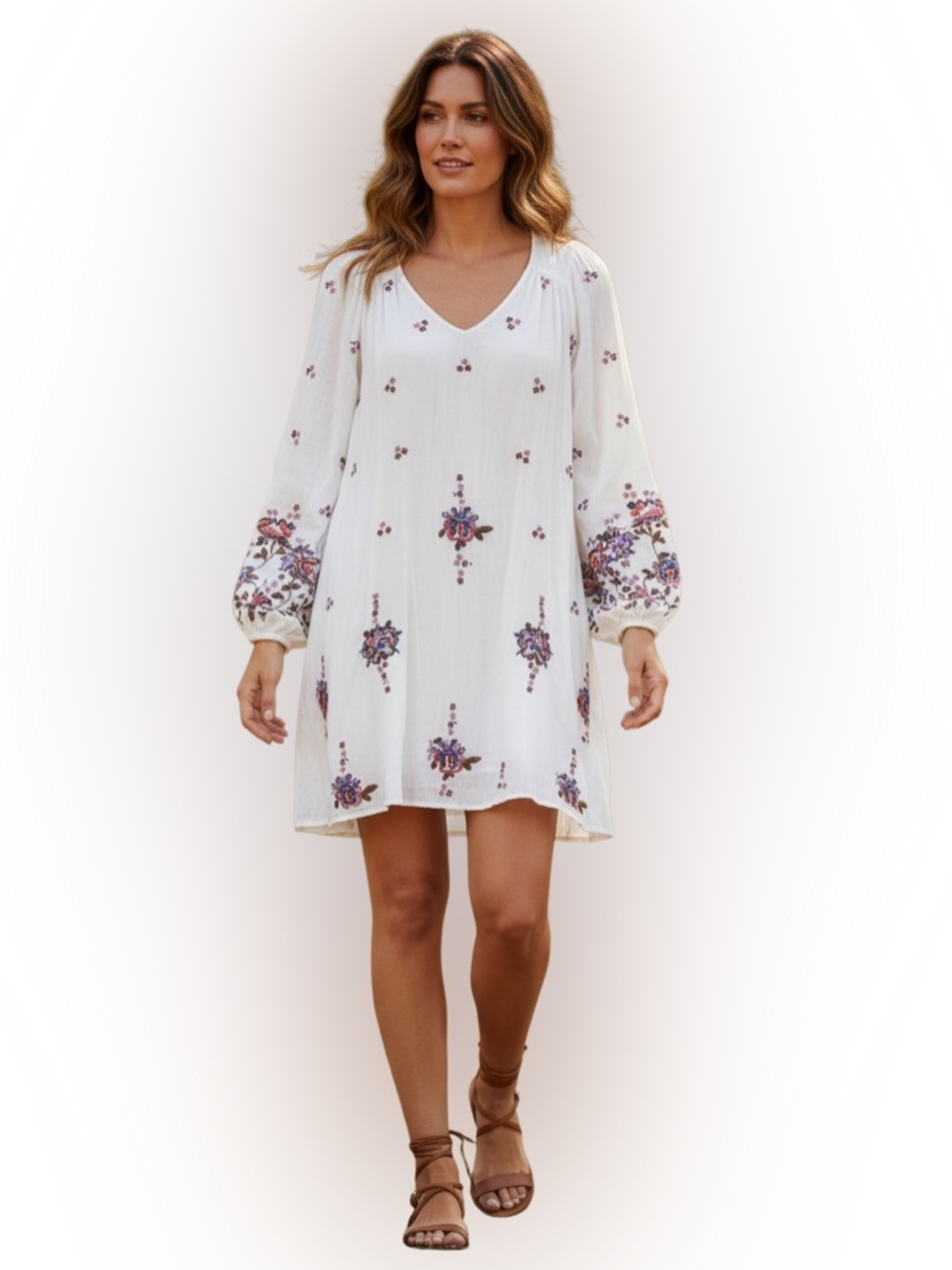 Free People Oxford Embroidered boho dress in white size small